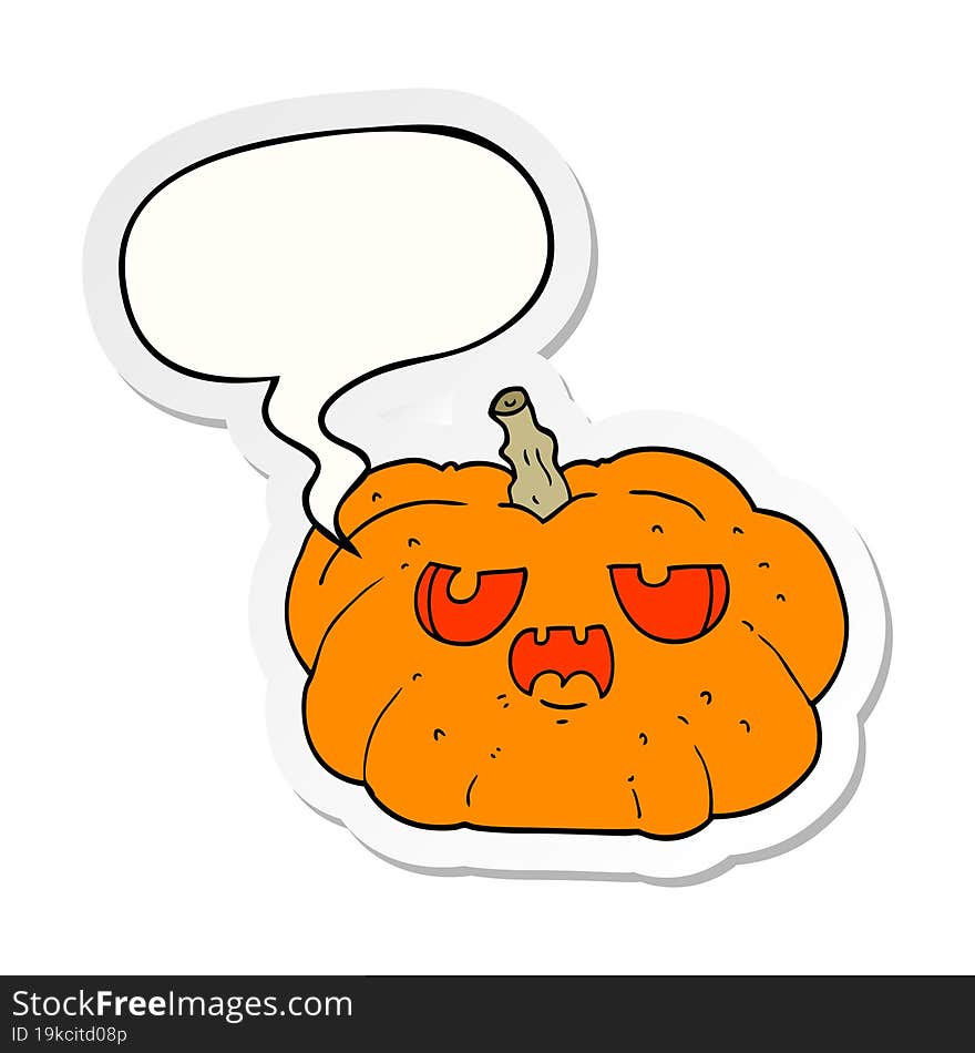 cartoon pumpkin and speech bubble sticker