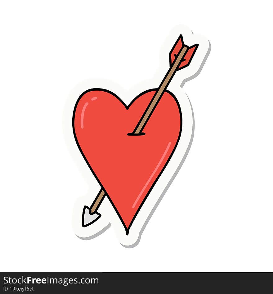 sticker of tattoo in traditional style of an arrow and heart. sticker of tattoo in traditional style of an arrow and heart