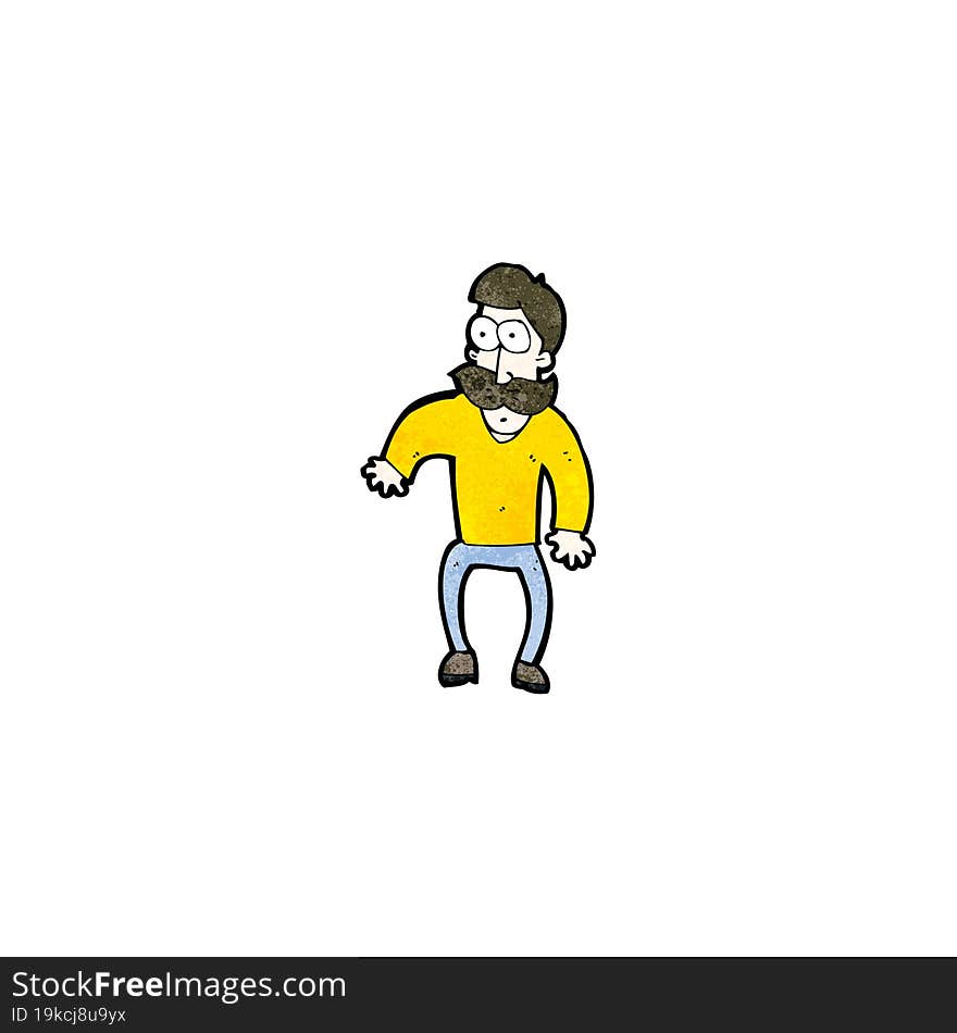 cartoon staring man with mustache