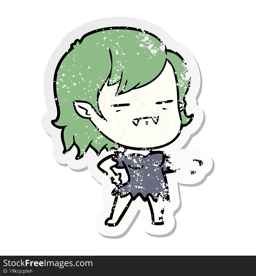 distressed sticker of a cartoon undead vampire girl