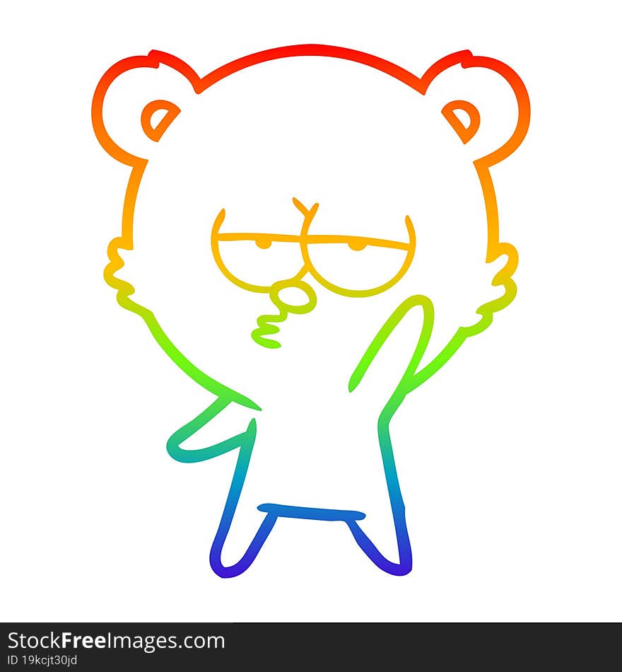 rainbow gradient line drawing bored polar bear cartoon