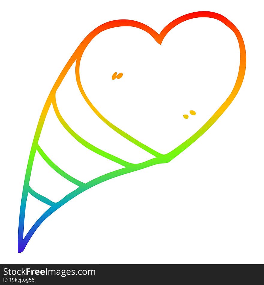 rainbow gradient line drawing of a cartoon love hearts