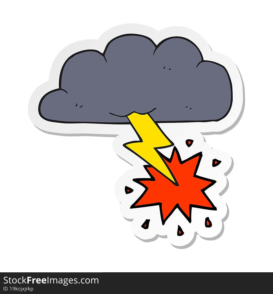 sticker of a cartoon thundercloud