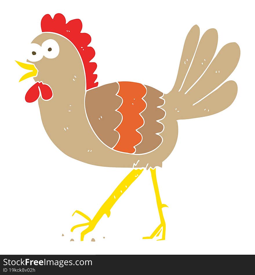 flat color illustration of a cartoon chicken