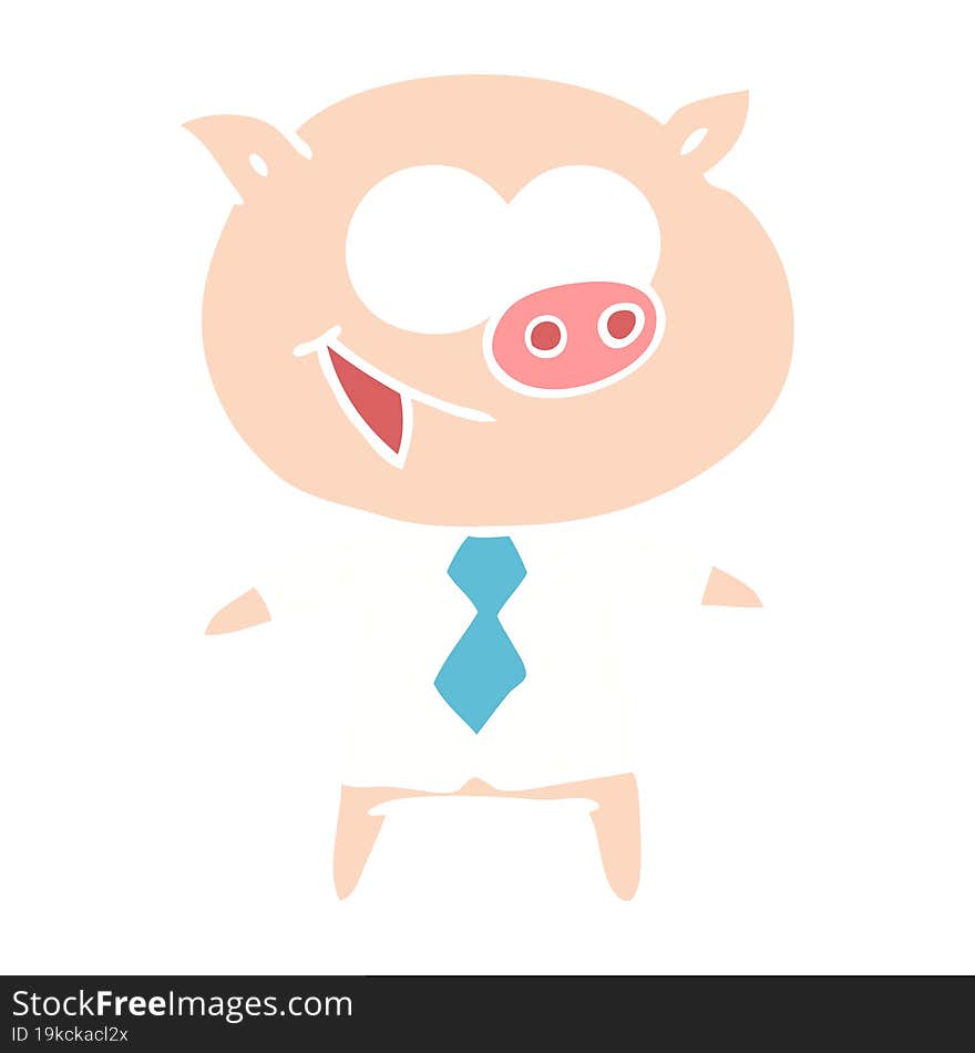 cheerful pig in office clothes