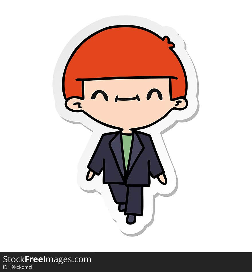 sticker cartoon of cute kawaii boy in suit