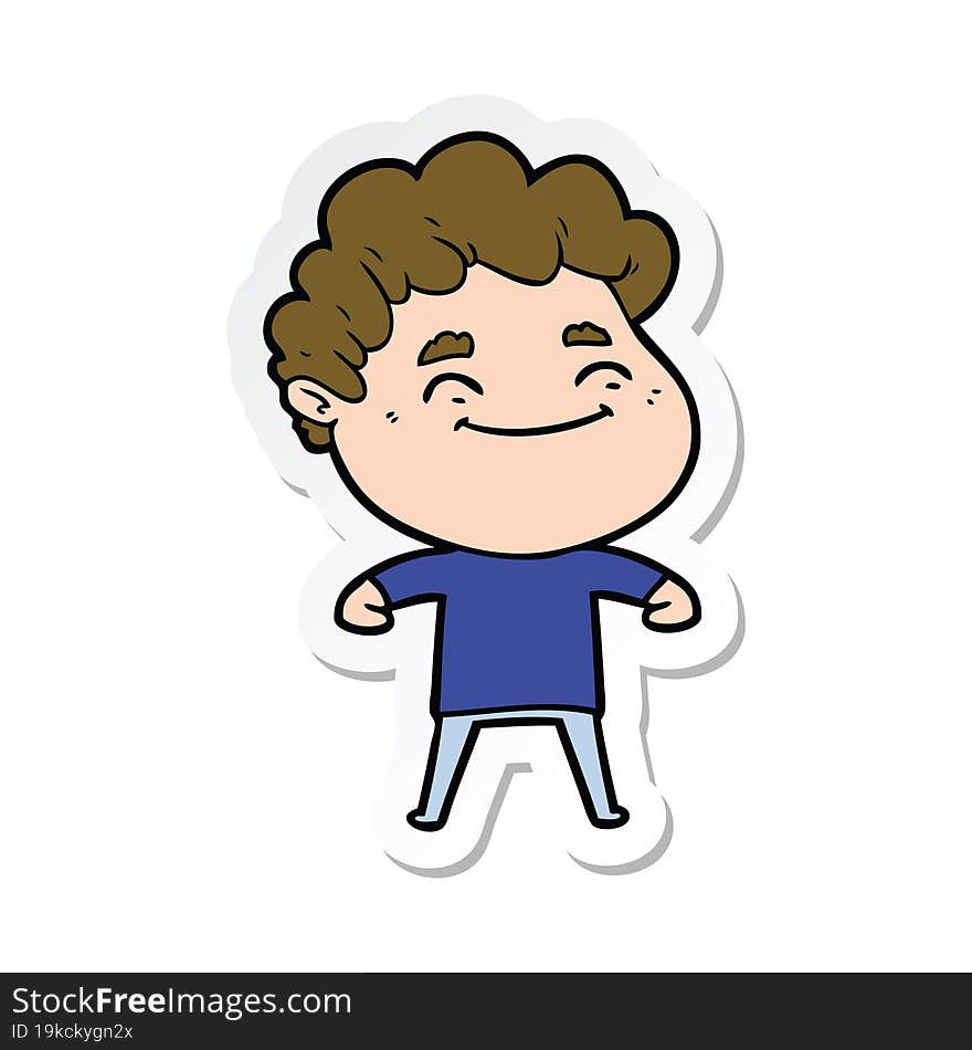 sticker of a cartoon friendly man