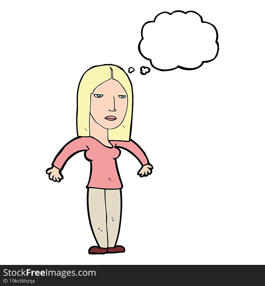 cartoon annoyed woman with thought bubble