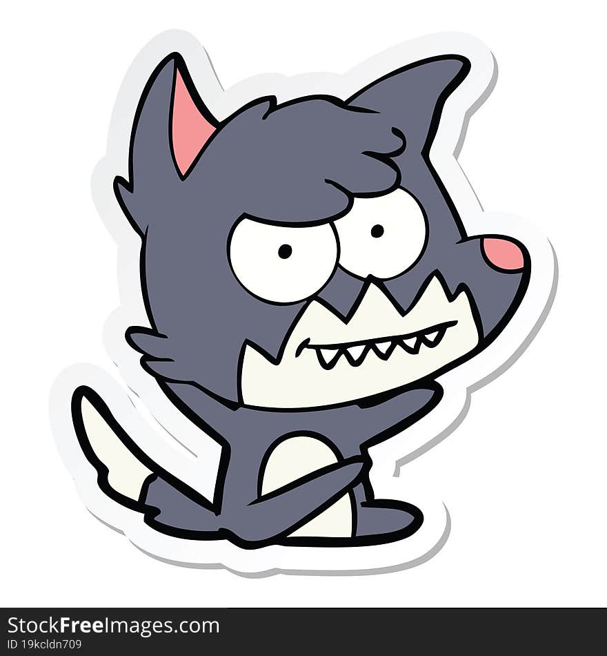 sticker of a cartoon grinning fox