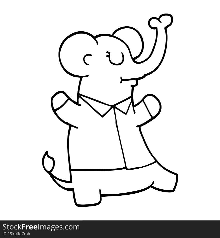 line drawing cartoon elephant wearing shirt