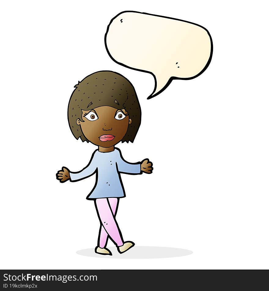 cartoon surprised woman with speech bubble