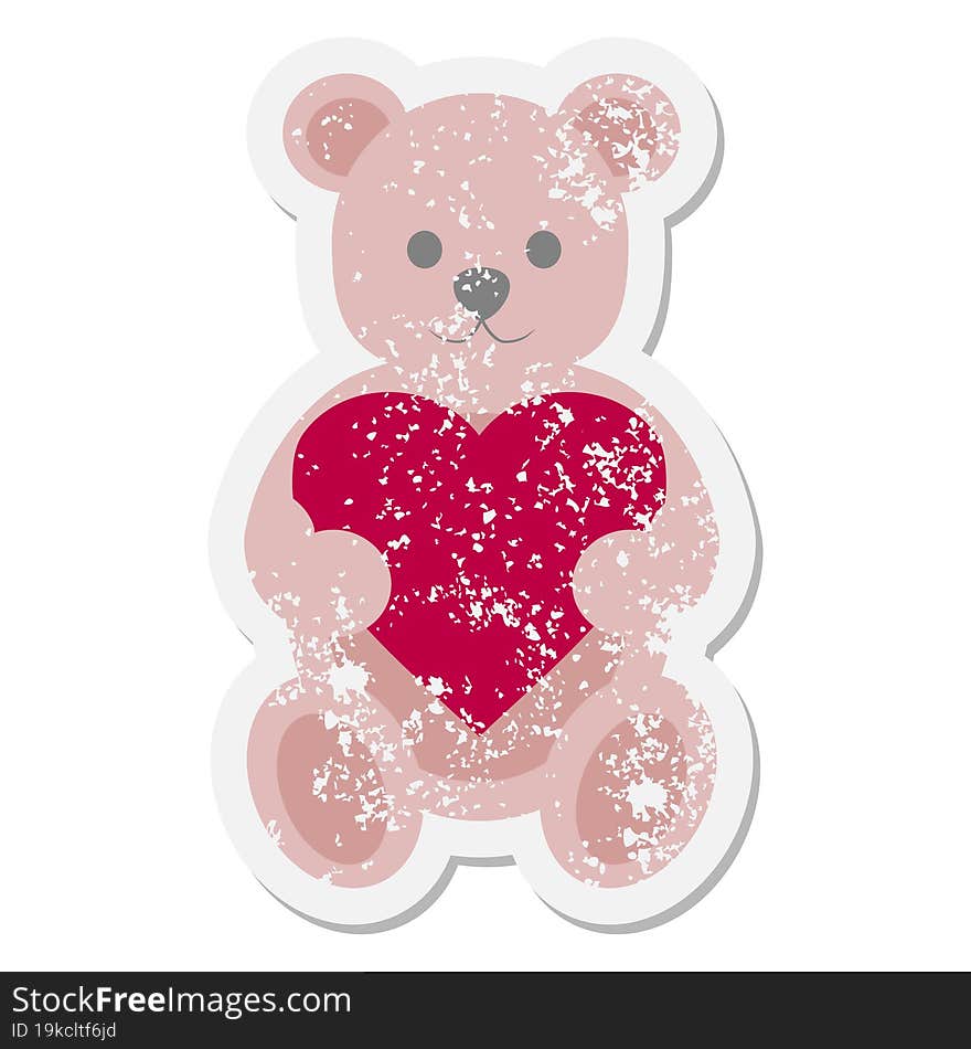 teddy bear holding heart grunge sticker