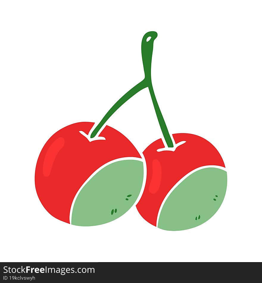 flat color style cartoon cherries