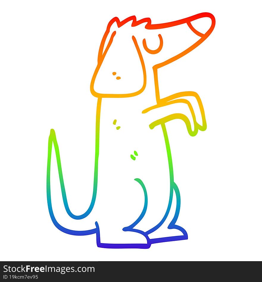 rainbow gradient line drawing of a cartoon dog