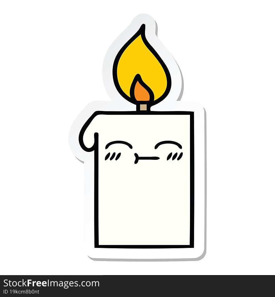 Sticker Of A Cute Cartoon Lit Candle