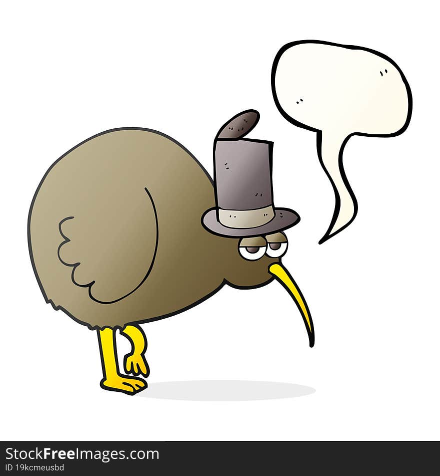 freehand drawn speech bubble cartoon kiwi bird