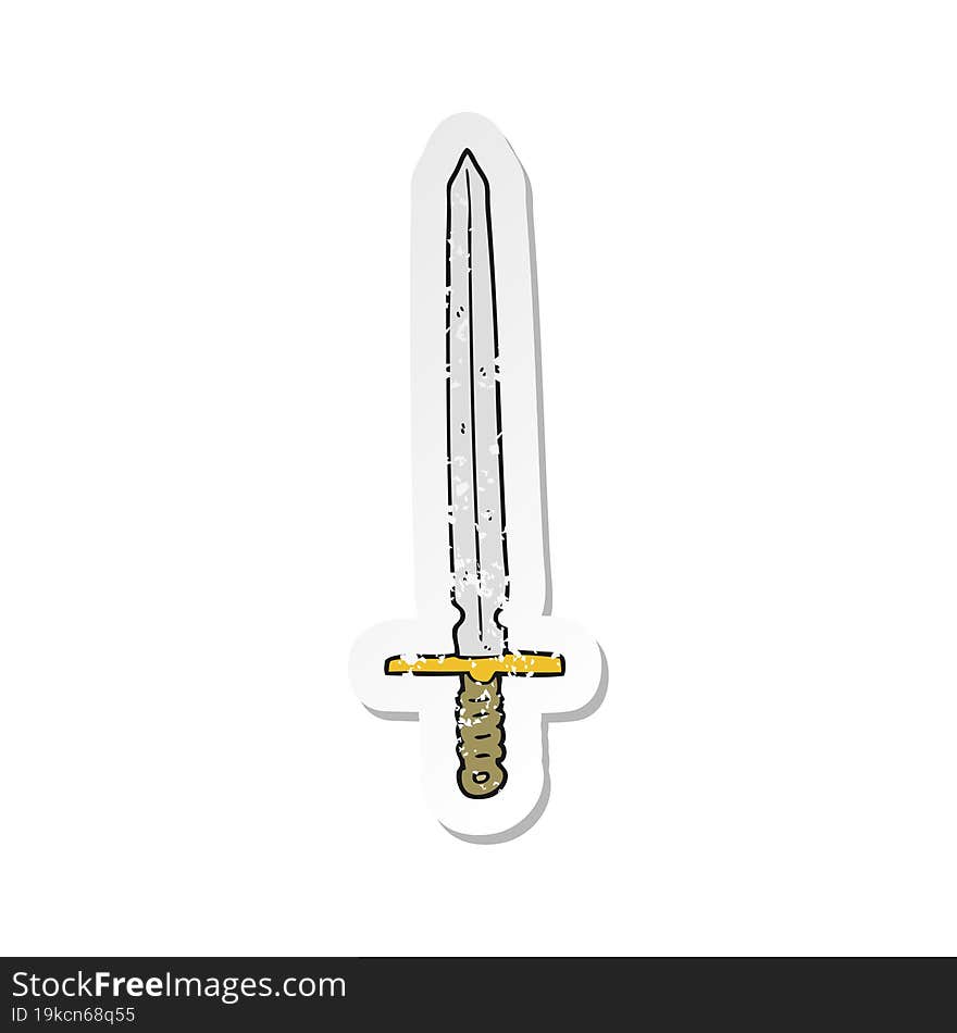 retro distressed sticker of a cartoon sword