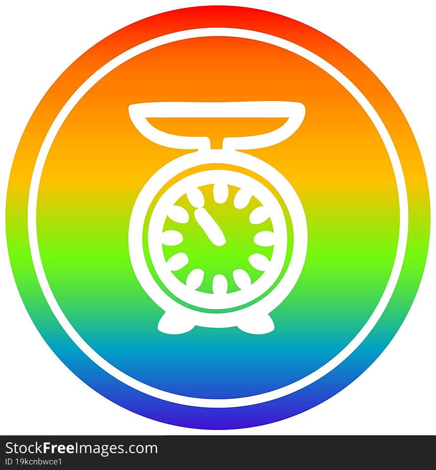 weighing scales circular in rainbow spectrum