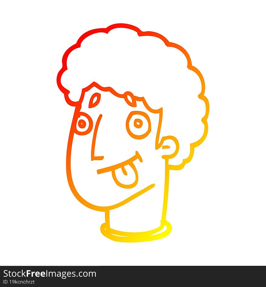 warm gradient line drawing cartoon funny male face