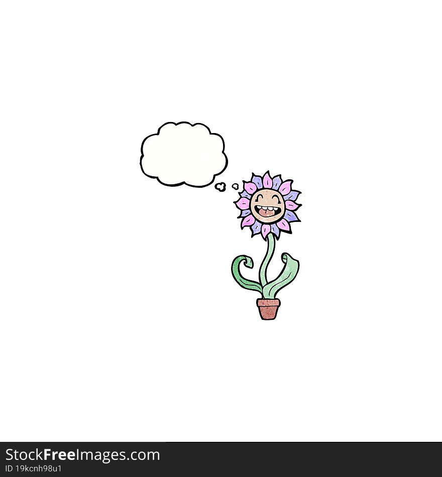 cartoon flower with thought bubble