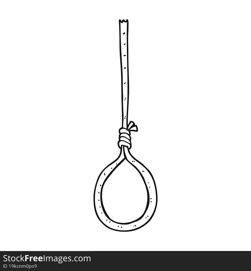 freehand drawn black and white cartoon noose