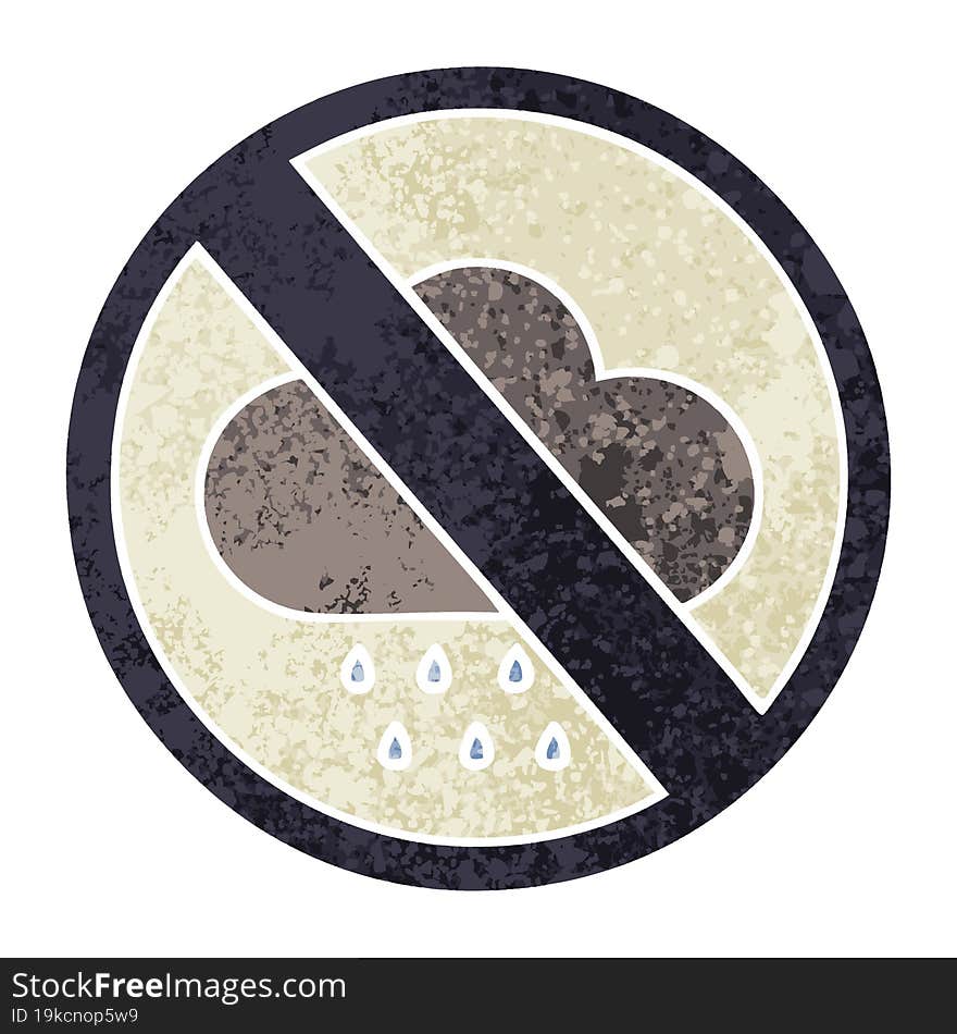 retro illustration style cartoon storm rain cloud sign