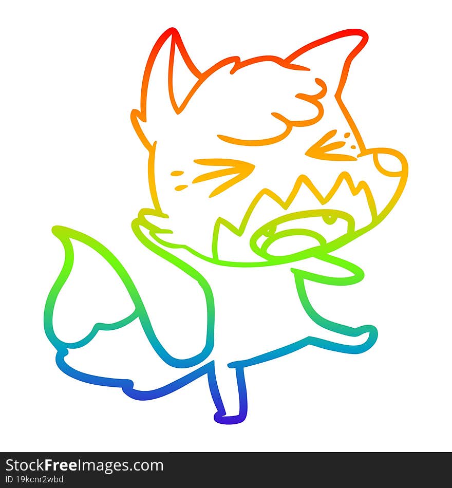 rainbow gradient line drawing angry cartoon fox