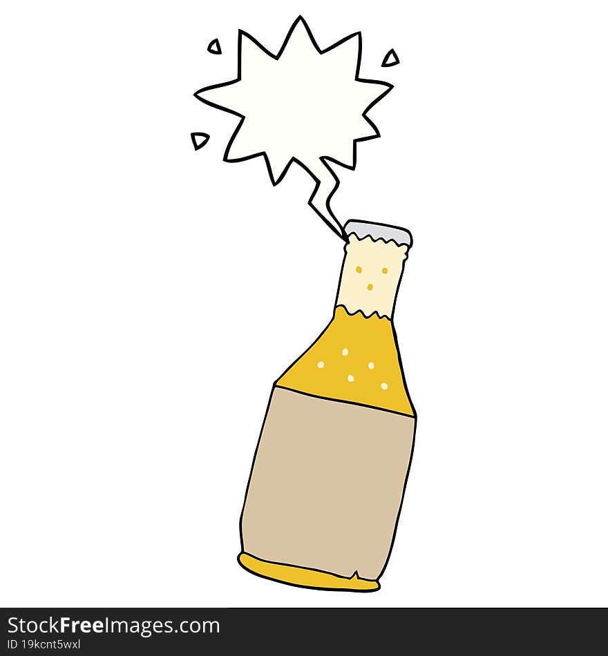 cartoon beer bottle and speech bubble