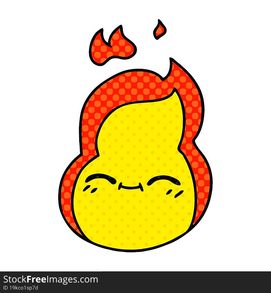 cartoon of cute kawaii fire flame