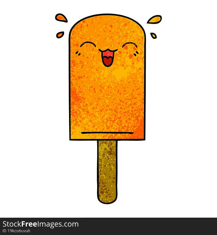 hand drawn quirky cartoon orange ice lolly. hand drawn quirky cartoon orange ice lolly