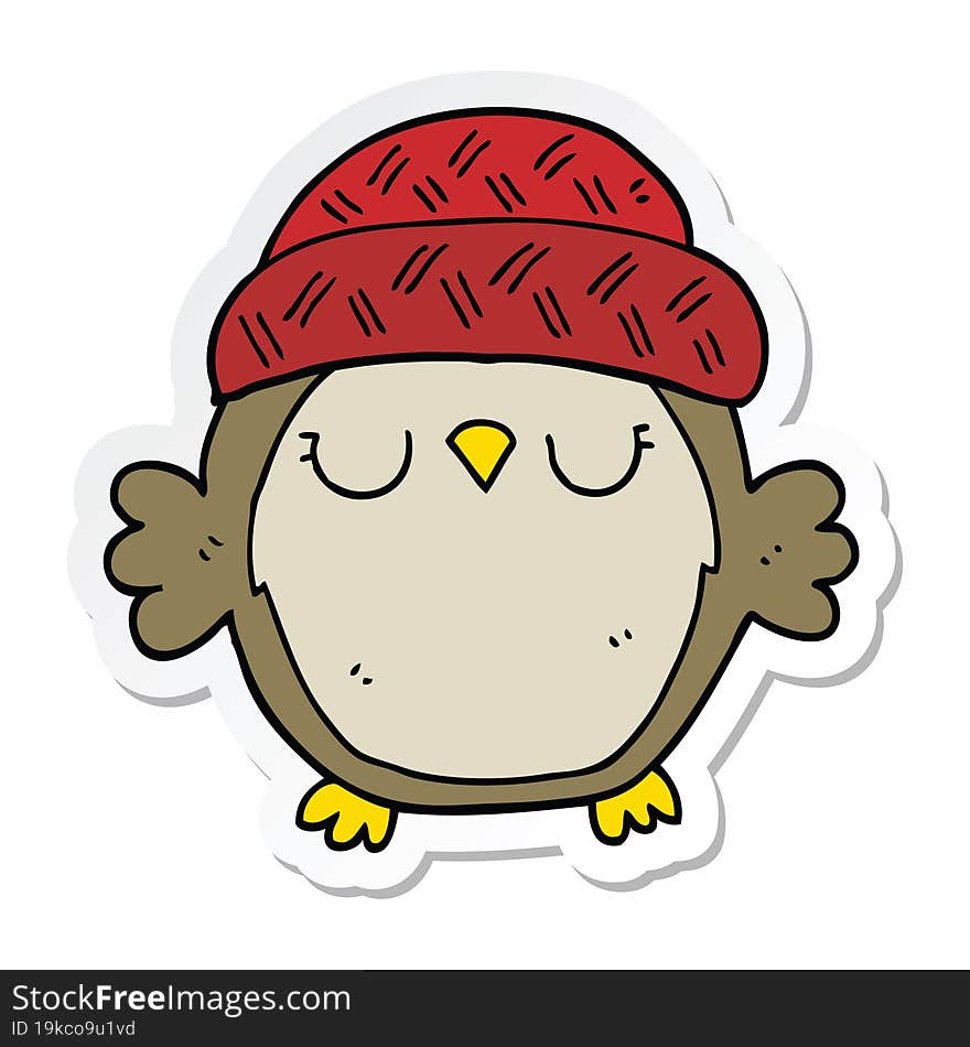 sticker of a cute cartoon owl in hat