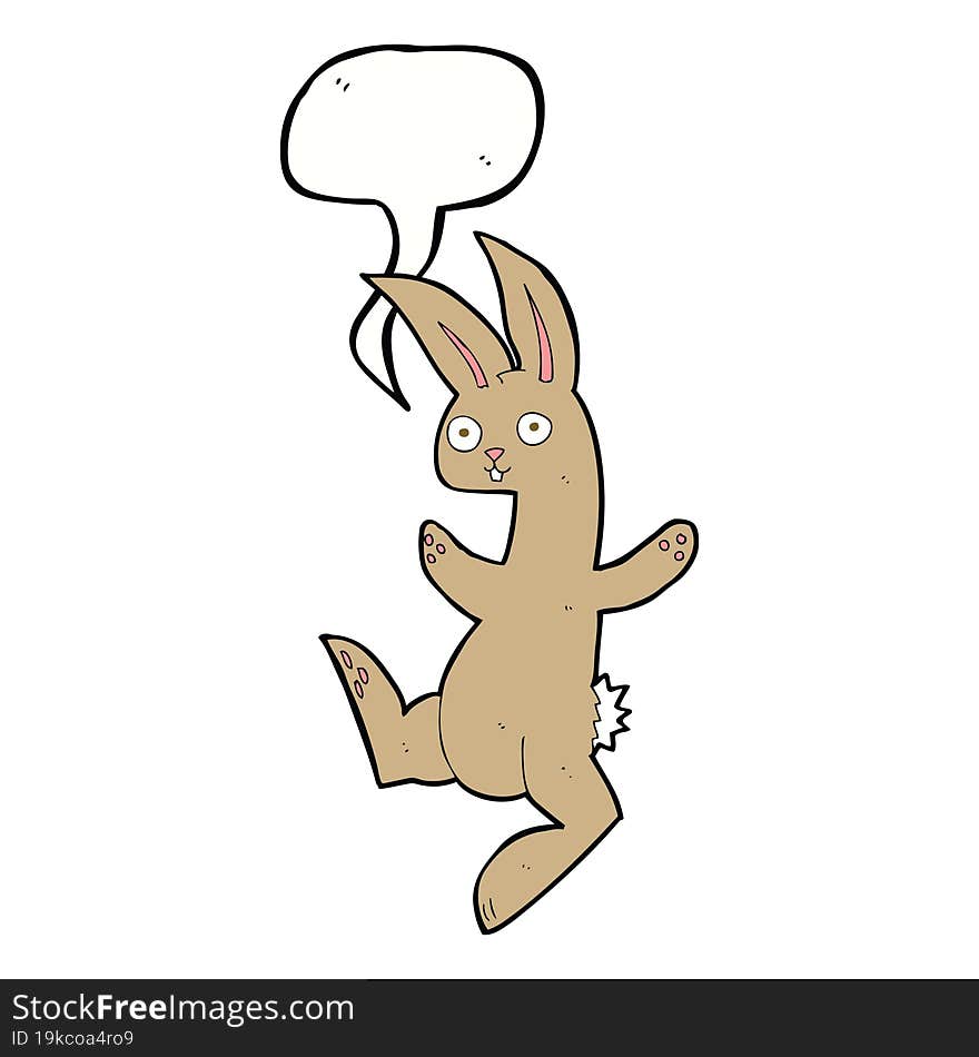 Funny Cartoon Rabbit With Speech Bubble