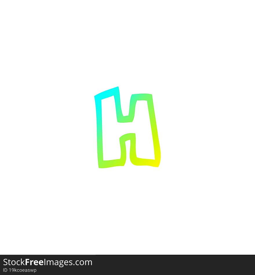 cold gradient line drawing of a cartoon letter h