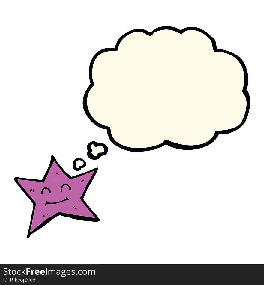 Cartoon Star Character With Thought Bubble