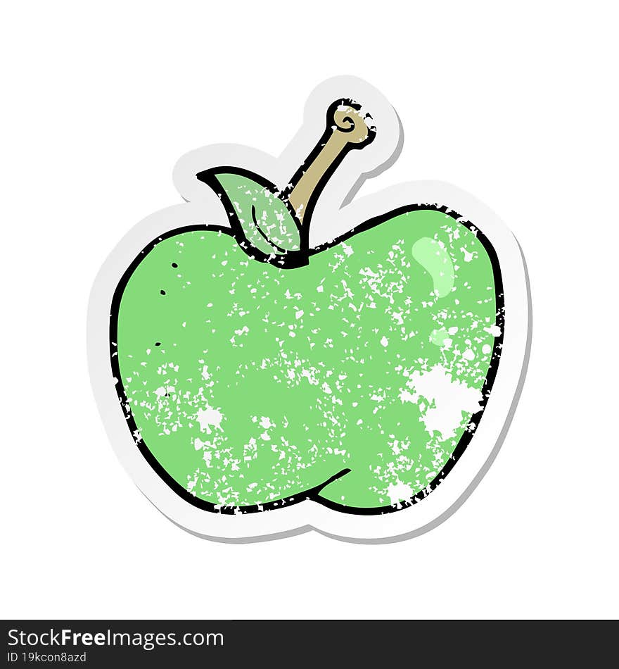 retro distressed sticker of a cartoon apple