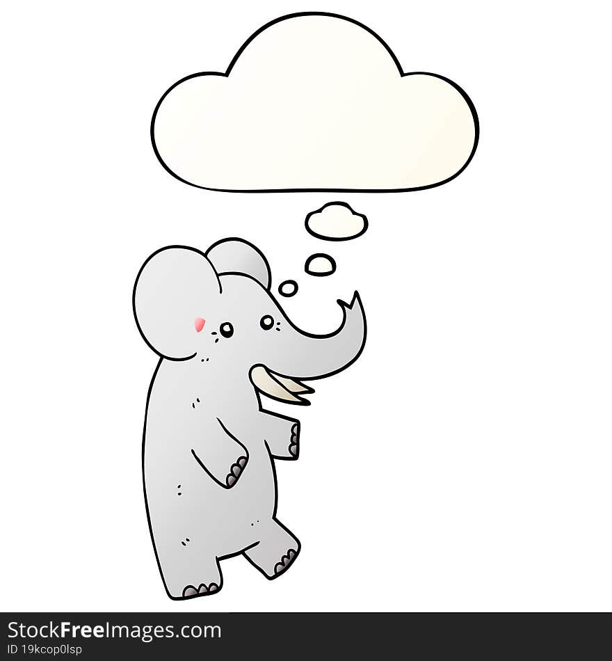 cartoon elephant and thought bubble in smooth gradient style