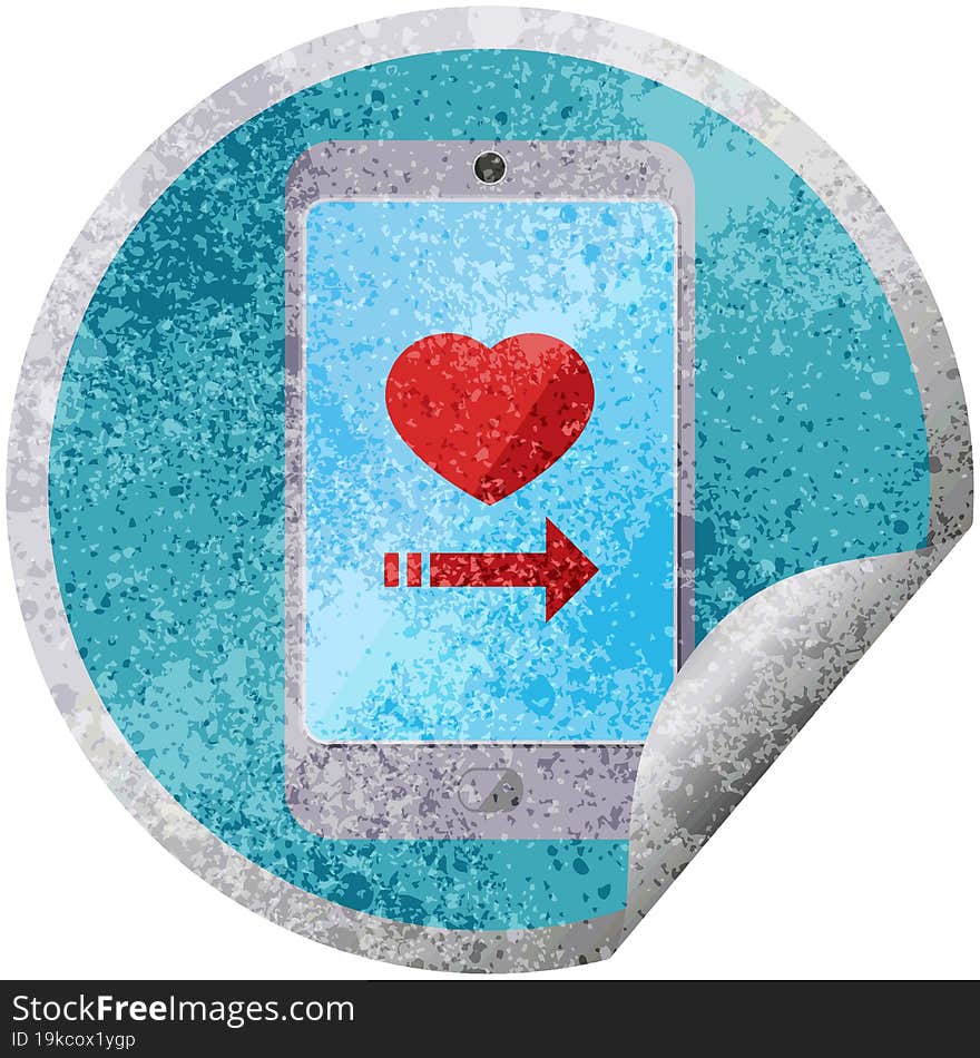 dating app on cell phone graphic circular sticker