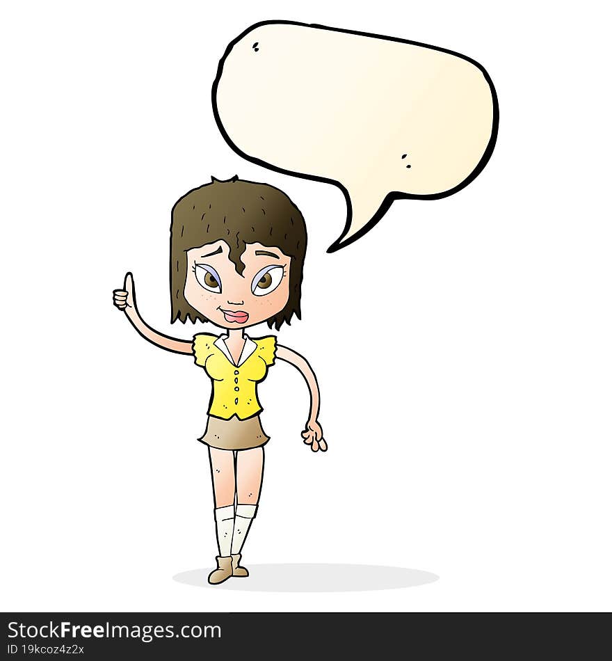 cartoon woman making point with speech bubble