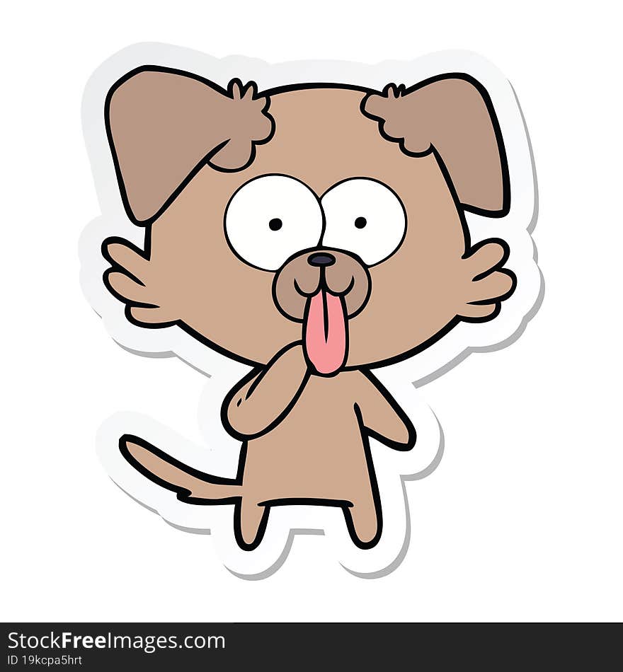 sticker of a cartoon dog with tongue sticking out