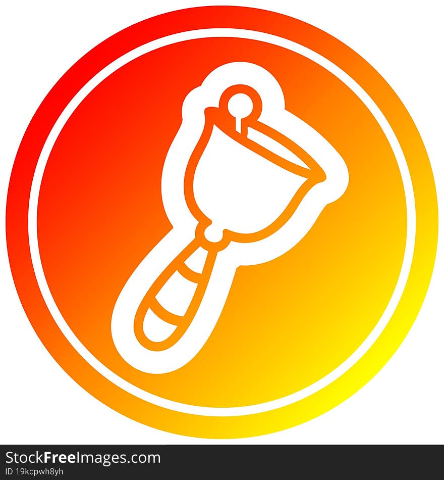 hand bell circular icon with warm gradient finish. hand bell circular icon with warm gradient finish