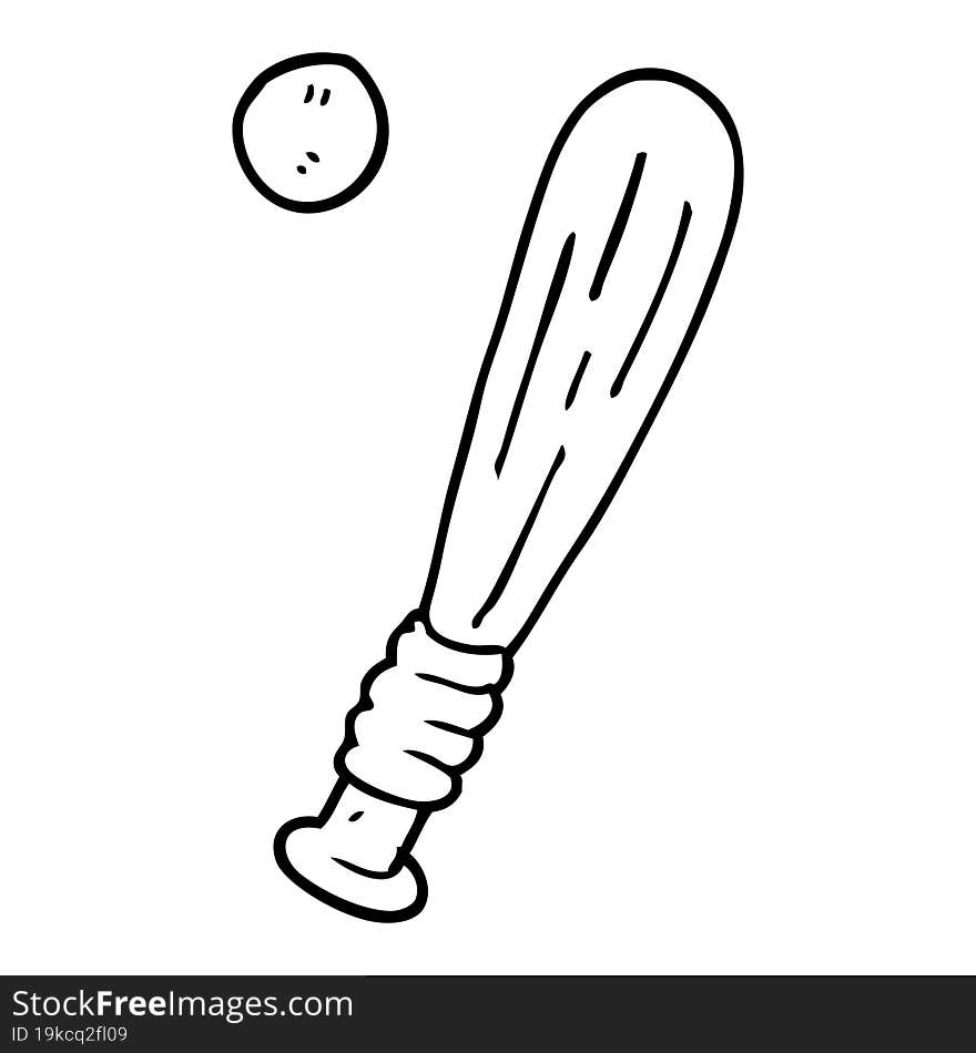 Line Drawing Cartoon Baseball Bat