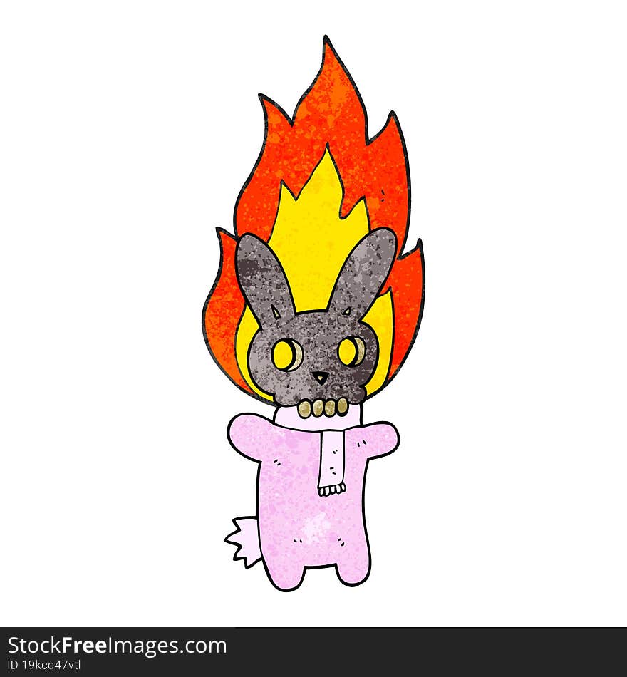 textured cartoon flaming skull rabbit