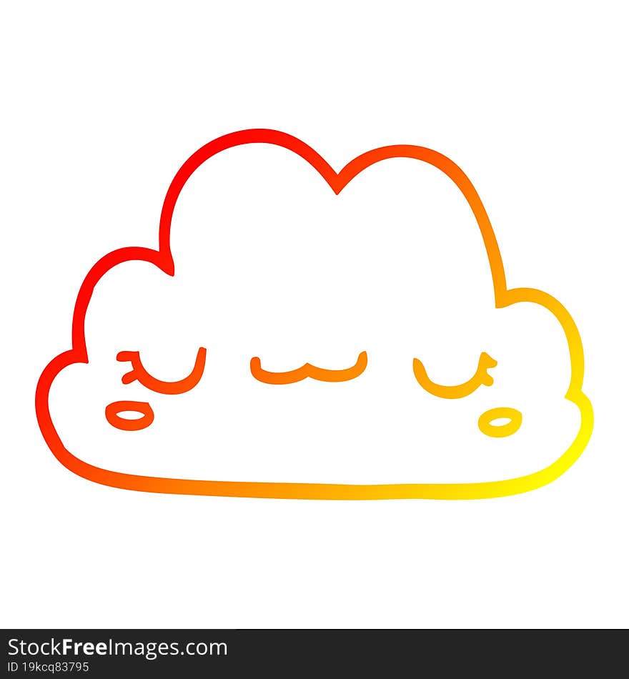 warm gradient line drawing cute cartoon cloud