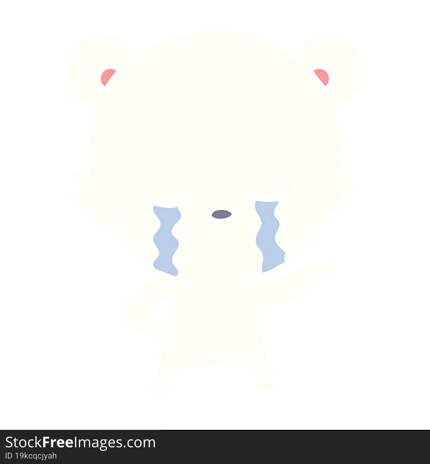 Crying Flat Color Style Cartoon Polarbear