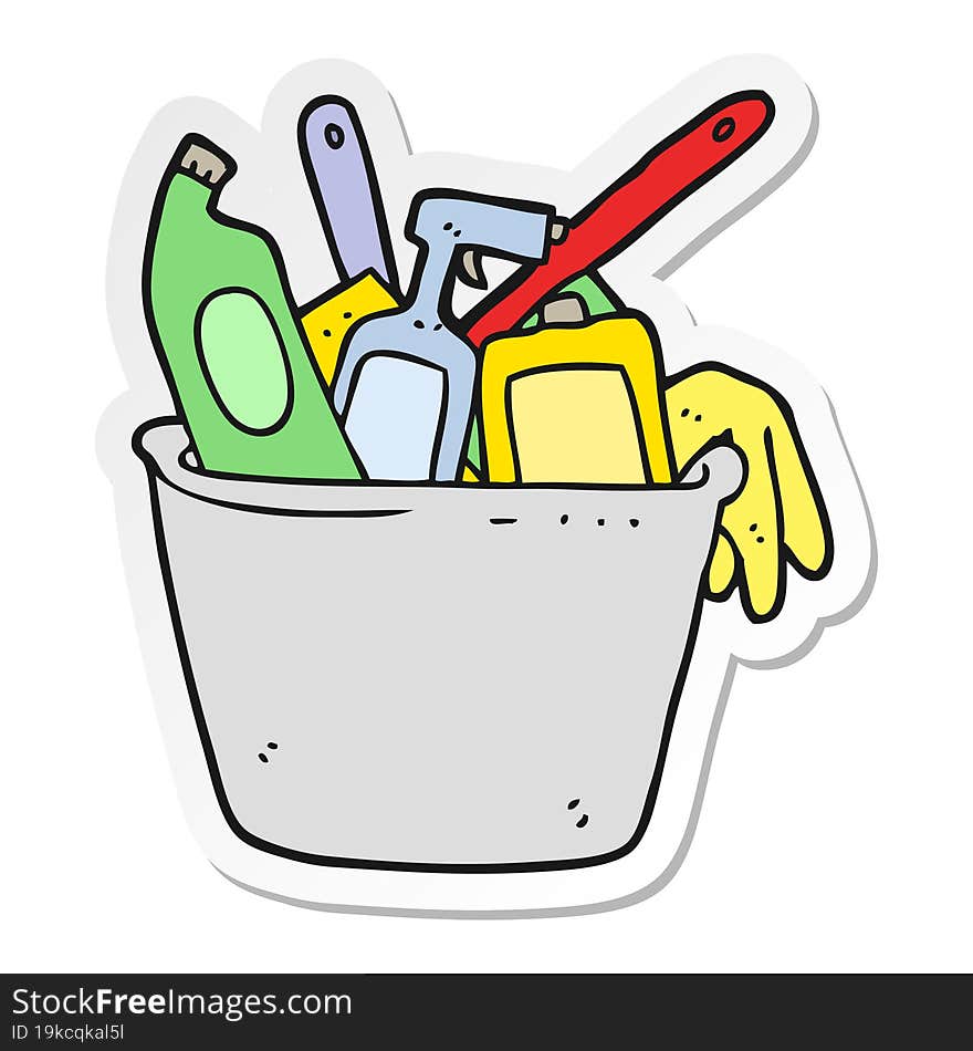 Sticker Of A Cleaning Products Cartoon