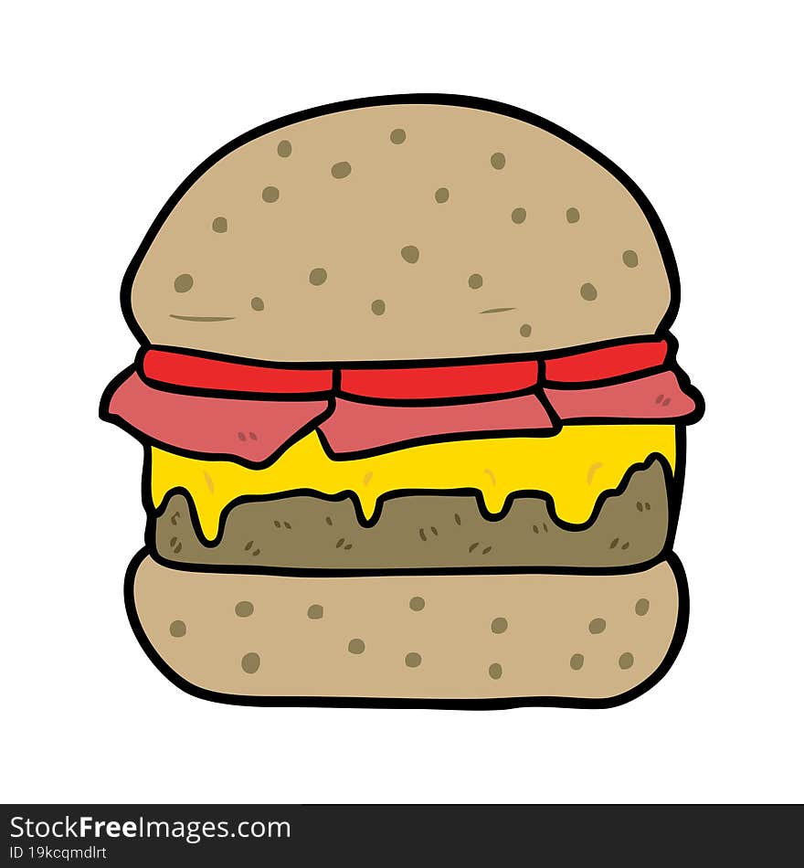 cartoon stacked burger. cartoon stacked burger