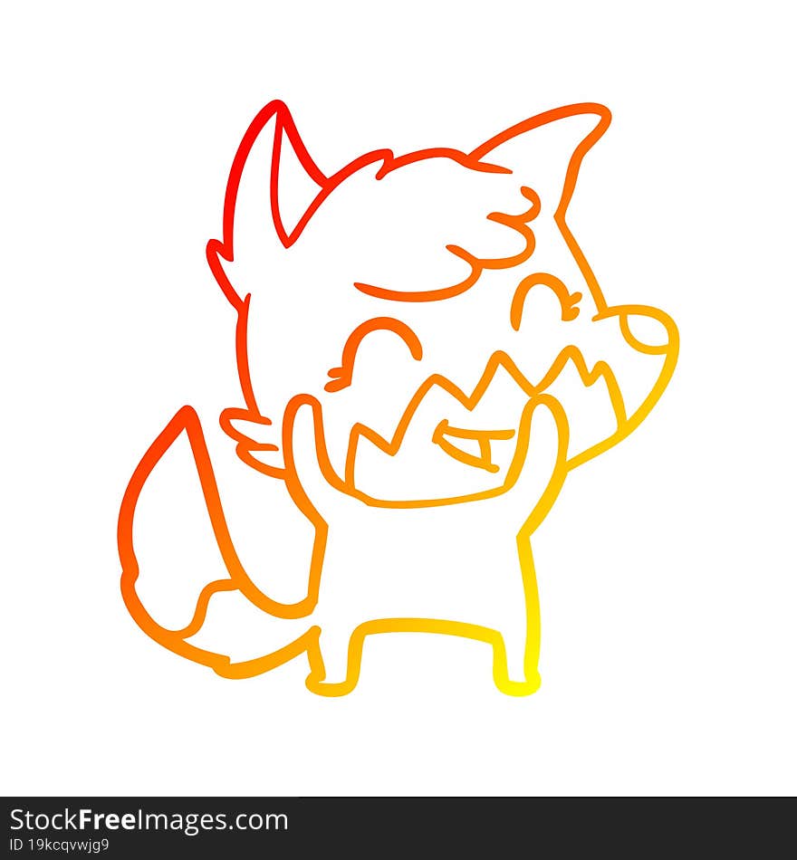 warm gradient line drawing happy cartoon fox