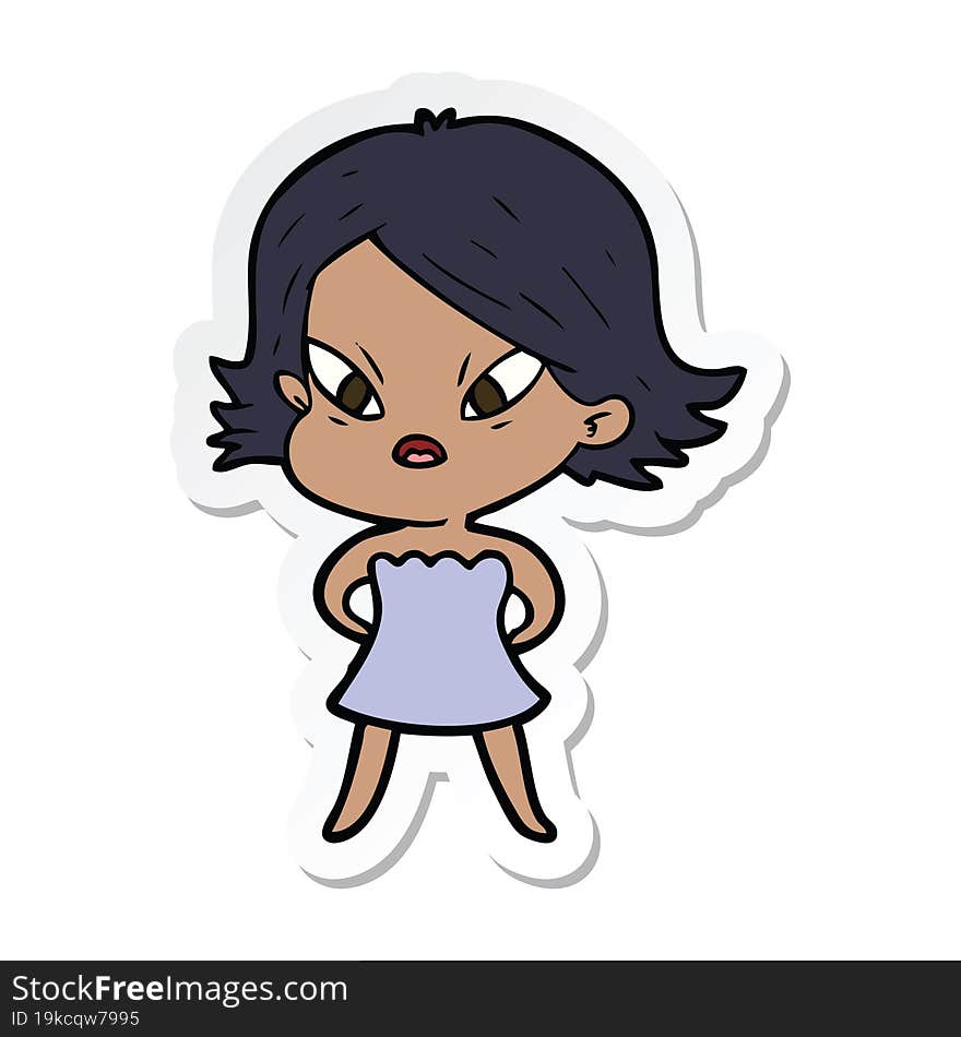 sticker of a cartoon stressed woman