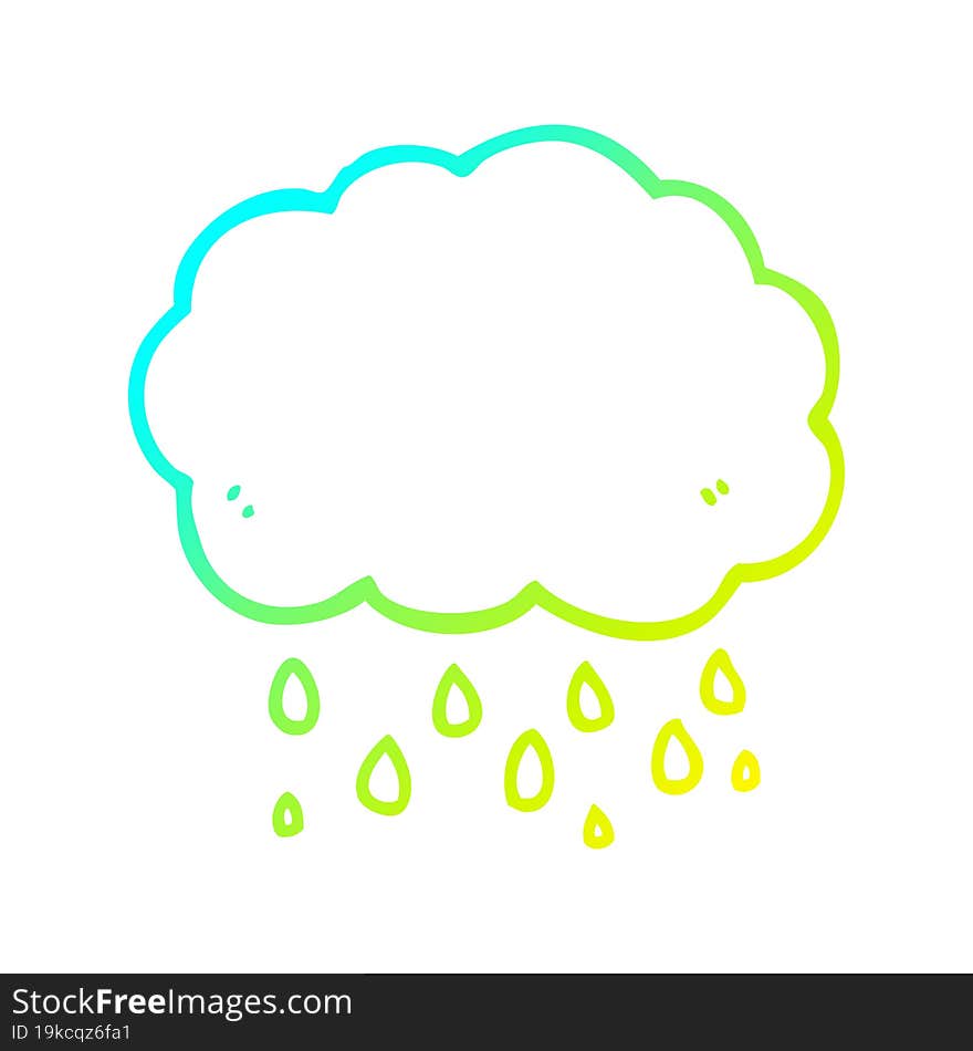 Cold Gradient Line Drawing Cartoon Cloud Raining