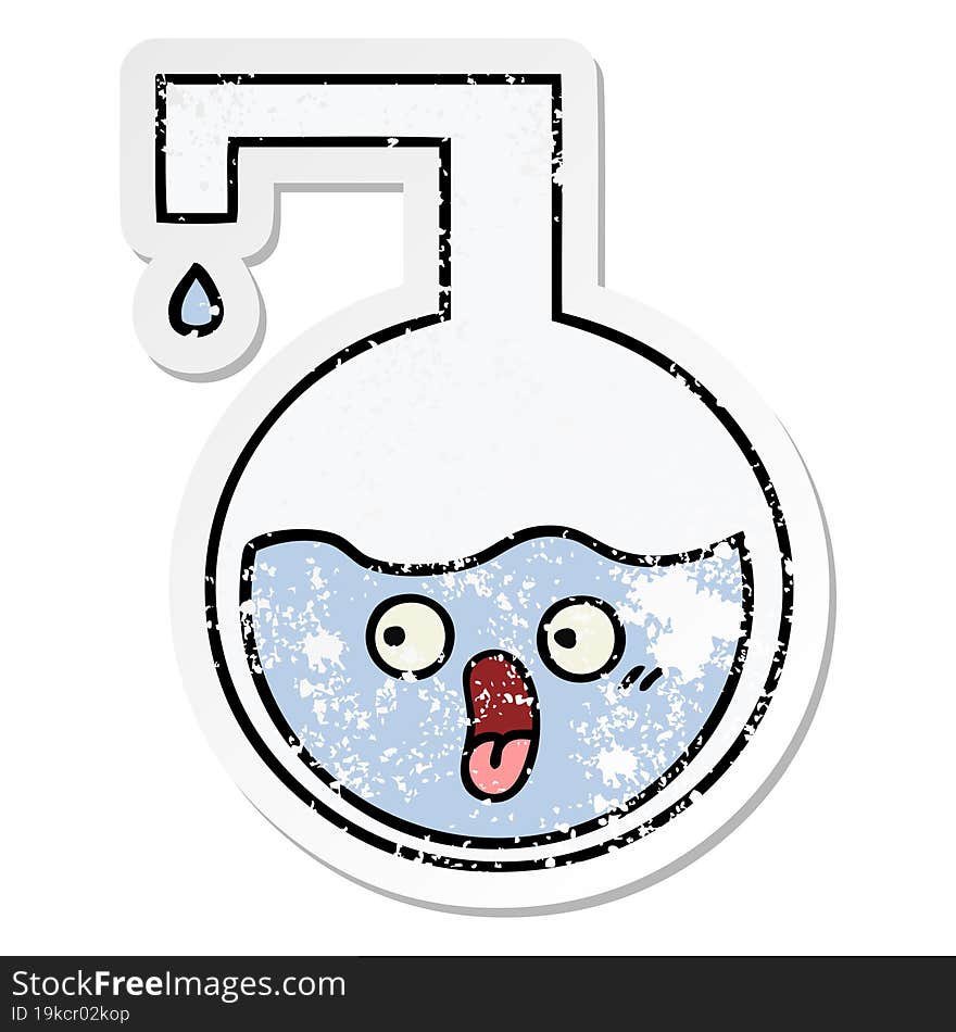 Distressed Sticker Of A Cute Cartoon Science Experiment